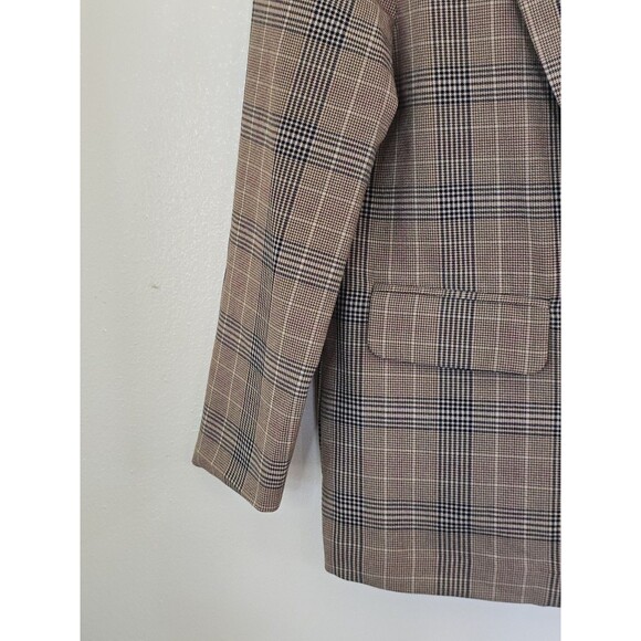 Old Navy Relaxed Unlined Brown Plaid Taylor Suit Blazer Jacket Womens P Small - Picture 5 of 11